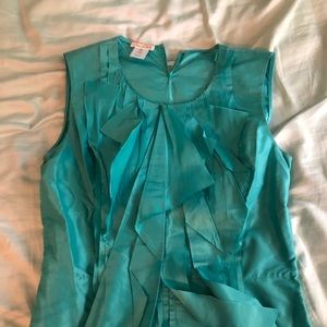 Sleeveless turquoise blouse Oscar de la renta size 10/ 100% silk